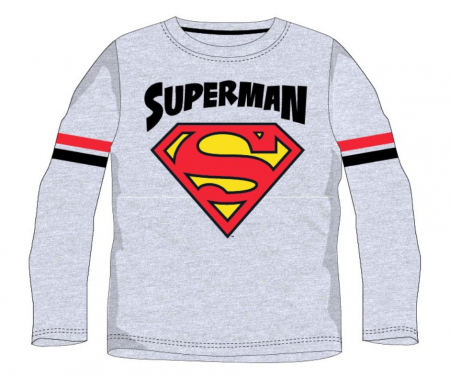 Chlapecké tričko dlouhý rukáv Superman šedé 134 cm