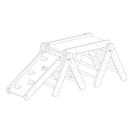 MeowBaby Dětský dřevěný set se skluzavkou/lezeckou stěnou Pikler: šedý Varianta: 2x Pikler + 2 skluzavky/stěny