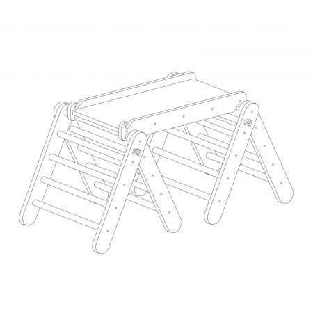 MeowBaby Dětský dřevěný set se skluzavkou/lezeckou stěnou Pikler: bílý Varianta: 2x Pikler + 1 skluzavka/stěna