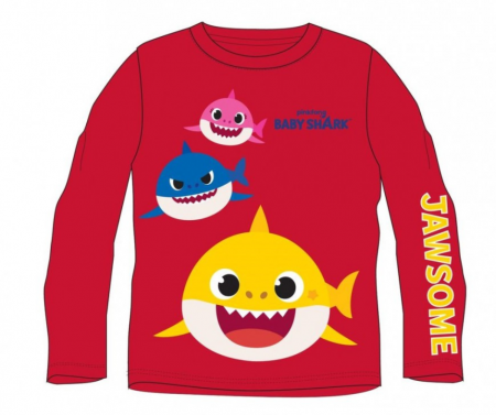 Dětské tričko dl. rukáv Baby Shark červené 92 cm