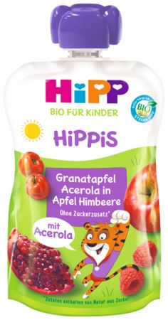 HIPP HiPP BIO HiPPiS Jablko-Maliny-Granátové jablko-Acerola od uk. 1. roku, 100 g