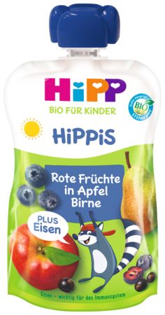 HIPP HiPP BIO HiPPiS Jablko-Hruška-Červené ovoce + železo od uk. 1. roku, 100 g