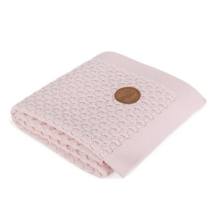 Ceba Pletená deka 90 x 90 cm Vlnky Růžové