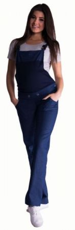Be MaaMaa Těhotenské kalhoty s láclem - tmavý jeans, vel. L, L (40)