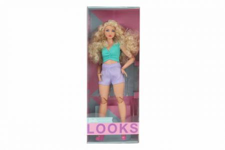 Barbie looks blondýnka ve fialových šortkách HJW83 DS53459879