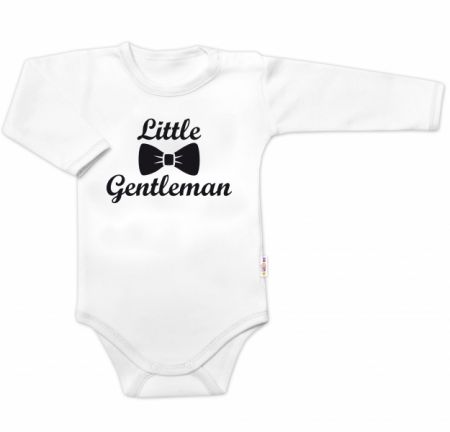 Body dl. rukáv Little Gentleman, bavlna Baby Nellys, bílo/černé Velikost: 86 (12-18m)