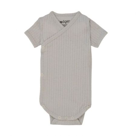 Lodger Romper Short Sleeves Seersucker body-Steel 68