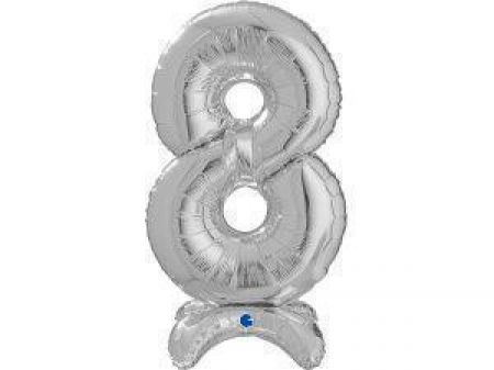 Amscan  Fóliový balónek stojící stříbrná 64 cm číslice 8