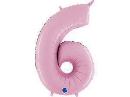 Grabo Fóliový balónek pastel růžová 66 cm číslice 6