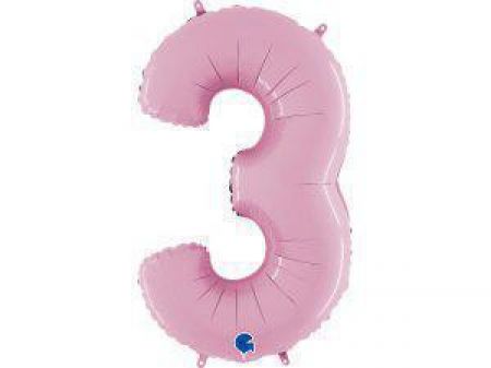 Grabo Fóliový balónek pastel růžová 66 cm číslice 3