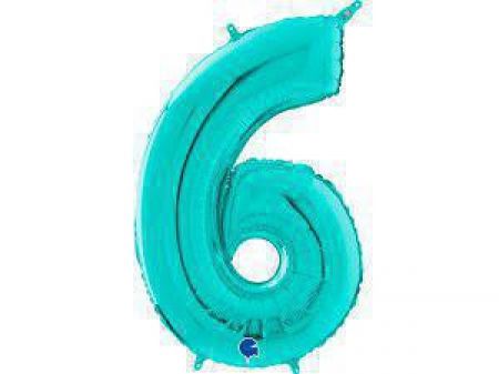 Grabo Fóliový balónek modrá Tiffany 66 cm číslice 6
