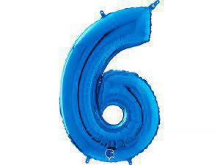 Grabo Fóliový balónek modrá 66 cm číslice 6