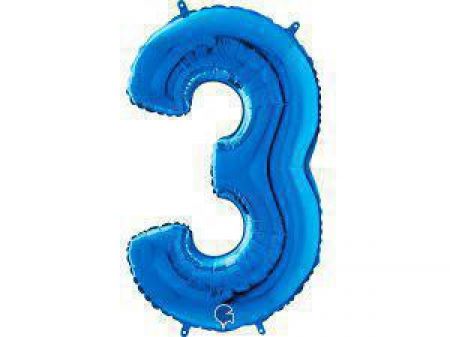 Grabo Fóliový balónek modrá 66 cm číslice 3