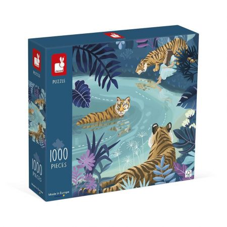 Janod Art puzzle Tygři při úplňku měsíce 1000 ks