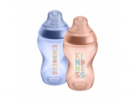 Tommee Tippee Kojenecká láhev C2N potisk Girl 340ml 2ks 3m+