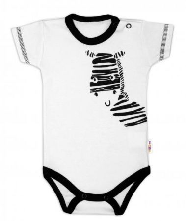 Body krátký rukáv Baby Nellys, Zebra - bílé, vel. 56, 56 (1-2m)