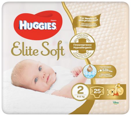 HUGGIES HUGGIES® Elite Soft Pleny jednorázové 2 (4-6 kg) 25 ks