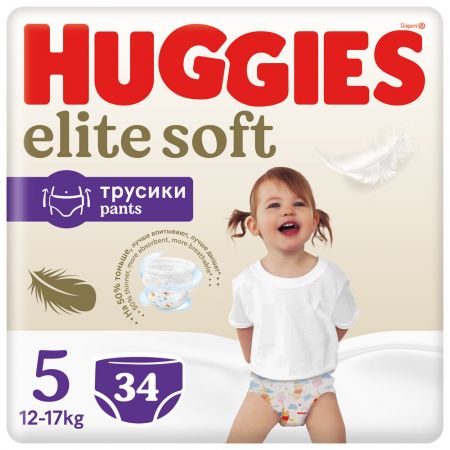 HUGGIES HUGGIES® Elite Soft Pants Kalhotky plenkové jednorázové 5 (12-17 kg) 34 ks