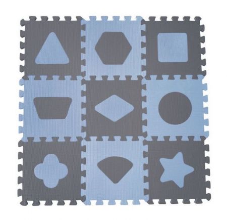 Baby Dan hrací podložka puzzle Geometrické tvary, Blue/Grey 90x90cm