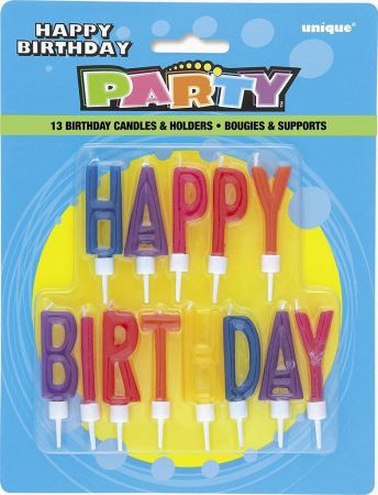  UNIQUE Svíčky dortové - nápis Happy birthday