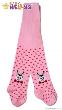 Bavlněné punčocháče Baby Nellys ® - Beruška růžové s puntíky, vel. 80/86, 80-86 (12-18m)