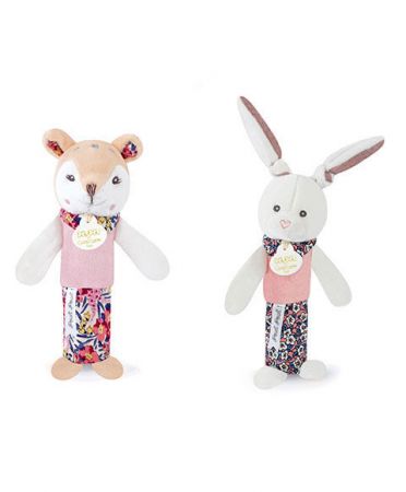 Doudou et Compagnie Paris | Doudou Hrkálka pískacia 17 cm 1 ks králiček DS58415610