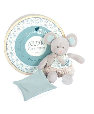 Doudou et Compagnie Paris | Doudou Plyšová myška s dečkou z BIO bavlny 22 cm DS26404913