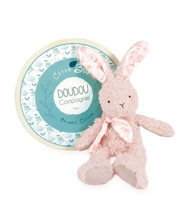 Doudou et Compagnie Paris | Doudou Růžový plyšový králík z BIO bavlny 25 cm DS61245930