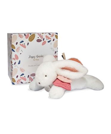 Doudou et Compagnie Paris | Doudou Plyšový králíček s tmavě růžovou bambulkou 25 cm DS65963848