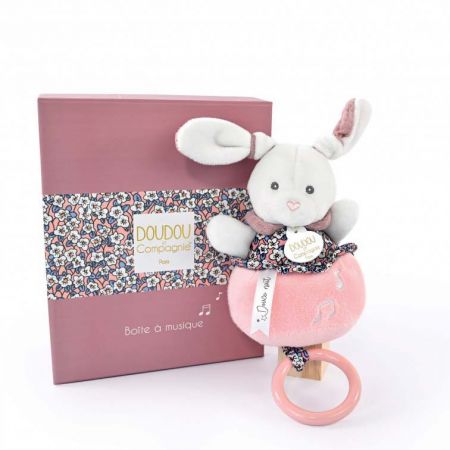 Doudou et Compagnie Paris | Doudou Plyšový králíček hrající melodii růžový 20 cm DS48133205