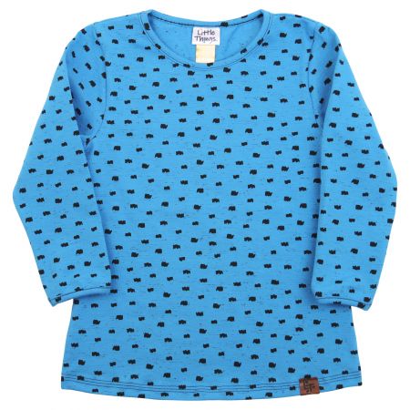 modré bavlněné tričko s potiskem - 7-9 let