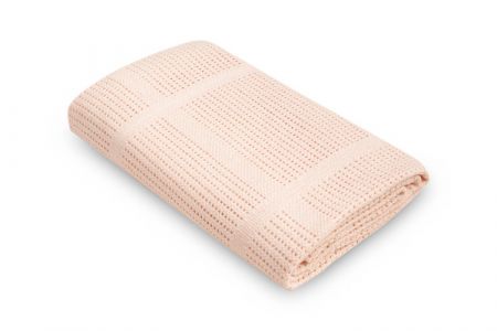Sensillo Dětská pletená bavlněná deka lulu -  světle růžová