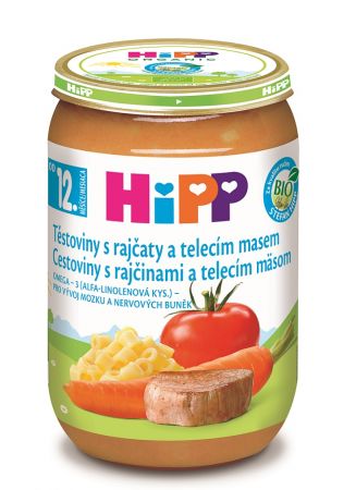 HIPP HiPP BIO Těstoviny s rajčaty a telecím masem od 12. měsíce, 220 g