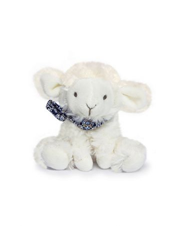 Doudou et Compagnie Paris | Doudou Plyšový beránek s šátkem 12 cm tmavě modrá s kytičkami DS94513018