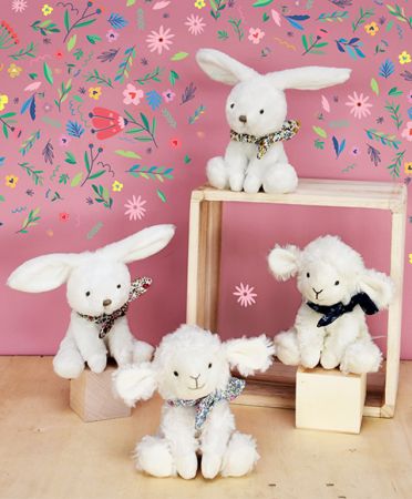 Doudou et Compagnie Paris | Doudou Plyšový králíček s šátkem 12 cm DS42984192