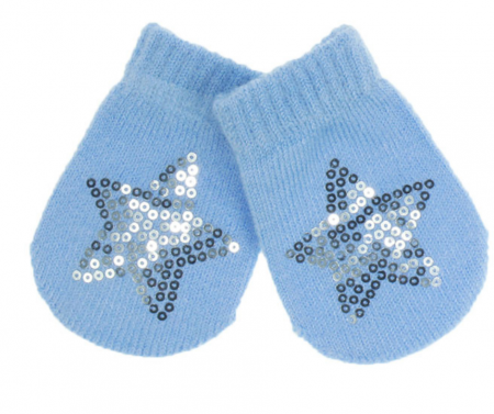 Kojenecké rukavičky modré s flitrovým Star
