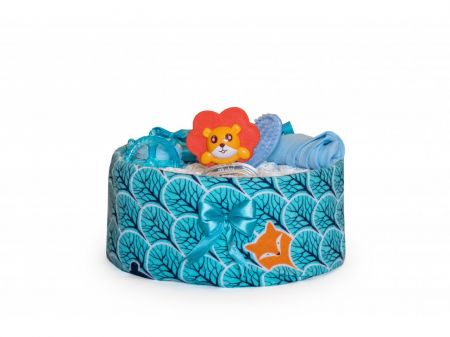 NašeMimčo Jednopatrový plenkový dort tyrkysový se zvířátky Základ z plen: New Love Premium Comfort vel. 3 (4-9 kg)