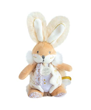 Doudou et Compagnie Paris | Doudou Hračka zajíček s chrastítkem a úchytem na dudlík 21 cm bílá DS44503930