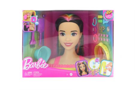 Barbie Neonově duhová česací hlava-černovláska HMD81 DS30772027