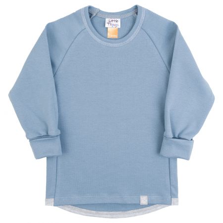 modré bavlněné tričko s dlouhým rukávem  - 5-7 let