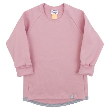 světle růžové bavlněné tričko s dlouhým rukávem - 5-7 let
