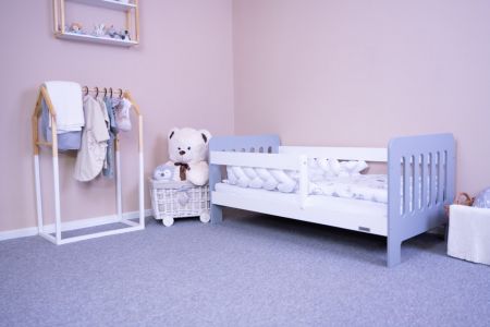 Dětská postel se zábranou New Baby ERIK 140x70 cm bílo-šedá