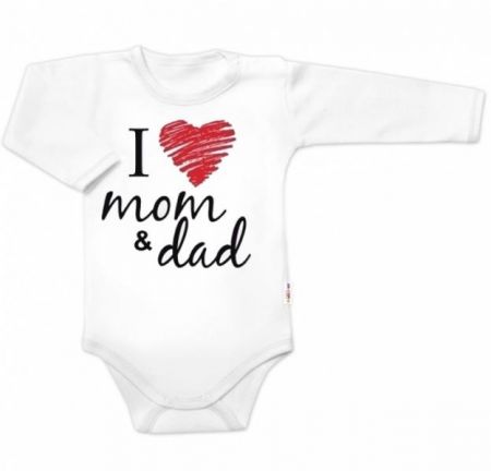 Body dlouhý rukáv Baby Nellys, I love mom & dad, vel. 86, unisex, 86 (12-18m)