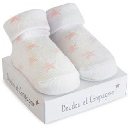 Doudou et Compagnie Paris Doudou Ponožky pro holčičku 0-6 měs. 1 pár bílá s hvězdičkami
