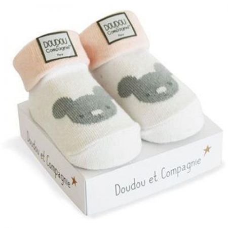 Doudou et Compagnie Paris Doudou Ponožky pro holčičku 0-6 měs. 1 pár světle růžovo-bílá s koalou