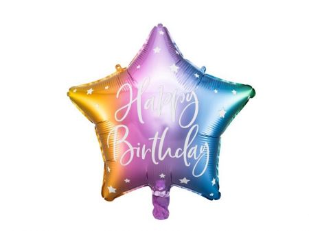 KIK Fóliový balónek s hvězdou Happy Birthday 40cm barevný KX4551_2