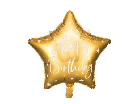 KIK Fóliový balónek s hvězdou Happy Birthday 40cm zlatý KX4551