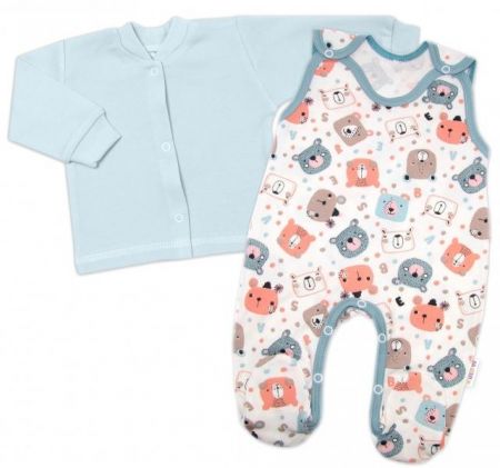 Kojenecké dupačky bavlna s košilkou Space Bear Baby Nellys, mint pastel, vel. 68, 68 (3-6m)
