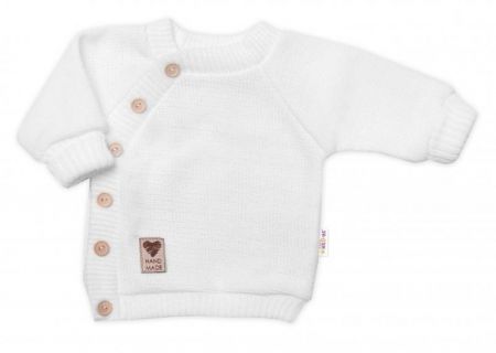 Dětský pletený svetřík s knoflíčky, zap. bokem, Hand Made Baby Nellys, bíly, vel. 80/86, 80-86 (12-18m)