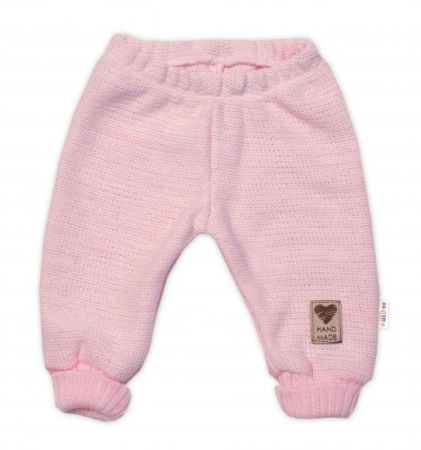 Pletené kojenecké kalhoty Hand Made Baby Nellys, růžové, 56-62 (0-3m)